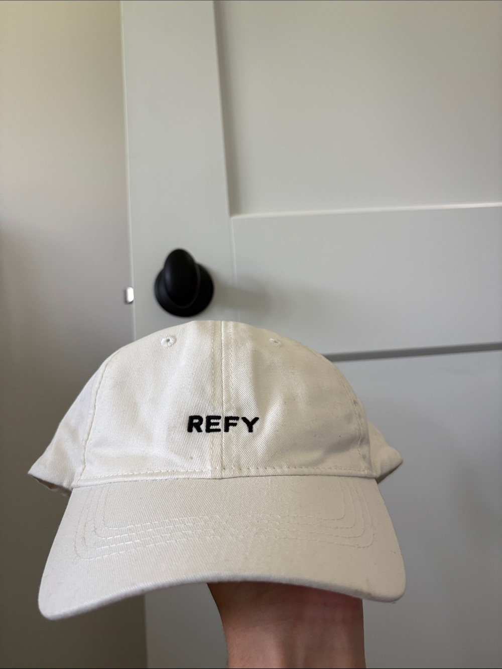 REFY Cream Baseball Cap with Black Logo
